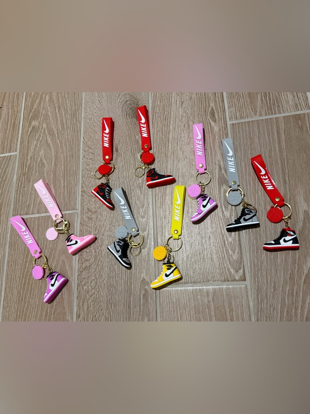 Nike Kids Silicone Sneaker Keychains - Pink, Red, Gray, Yellow, Black